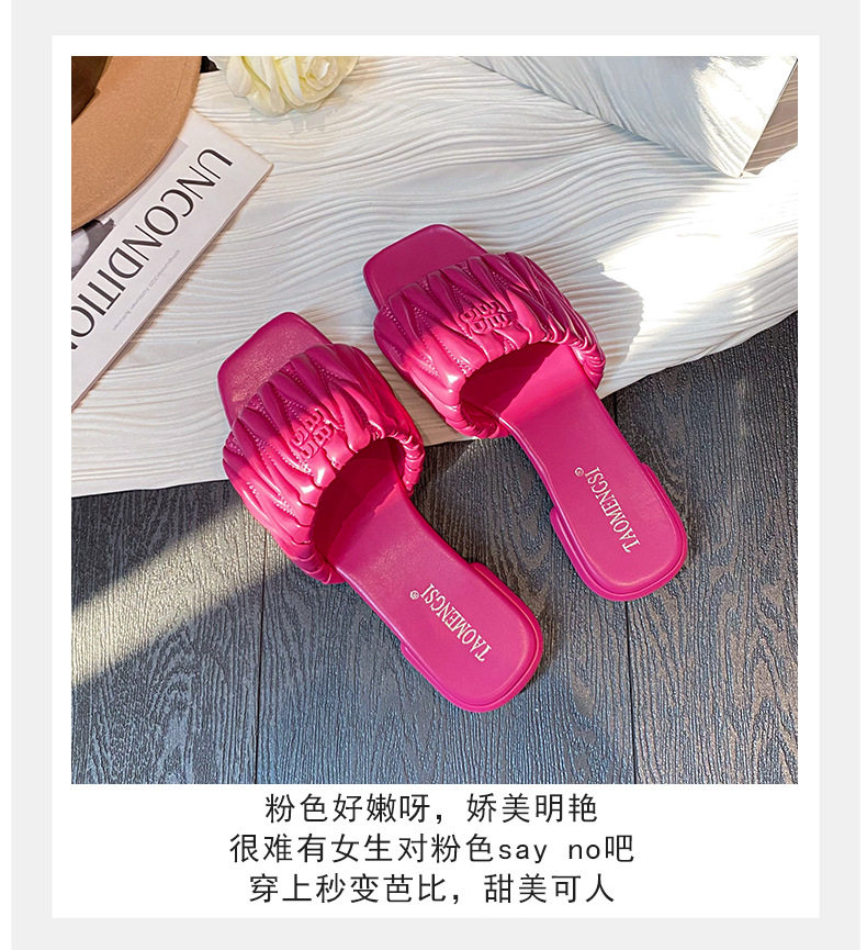 Dép lê nữ mùi vuông đế bằng chống trơn thoải mái đi ngoài trời — Màu Đen (không có chữ cái), Pink (không có chữ cái), Trắng sữa (không có chữ cái), Xanh sữa (không có chữ cái) chi tiết 36