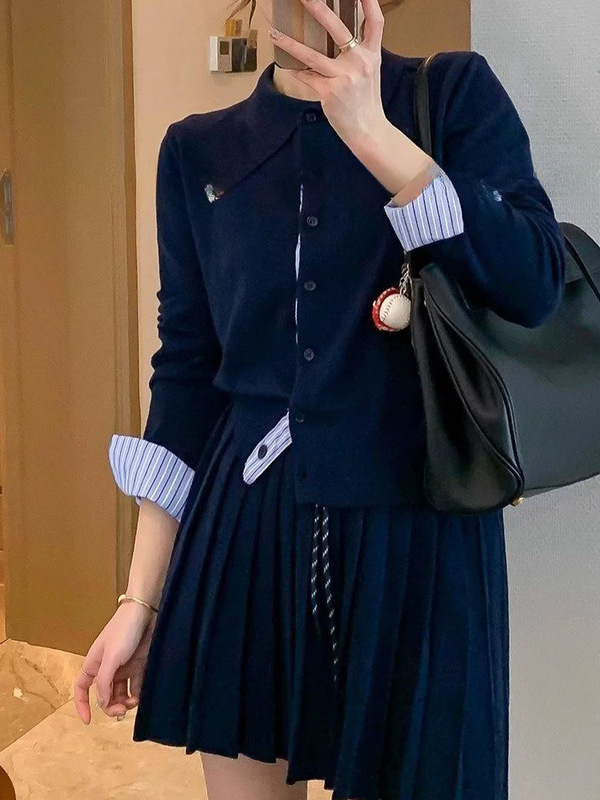 爱情鱼 时尚针织套装女2025年秋季新款开衫上衣半身裙两件套|undefined