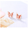 Golden earrings stainless steel, accessory for elementary school students, 18 carat, pink gold, Japanese and Korean