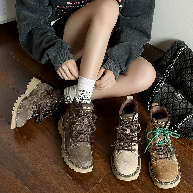 Виноградная мама studiolee британский стиль модные низкие сапоги с круглой головкой и толстой подошвы классический Мартин сапоги женская весна и осень