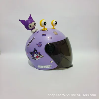Motosiklet kaskı (dəbilqə), Motorcycle Safety Helmet for Babies Aged 1-6 - purple-kurome-long-sunscreen-glasses-yellow-eyes-purple-kuza-3c-children-1-6-years-old-wl07