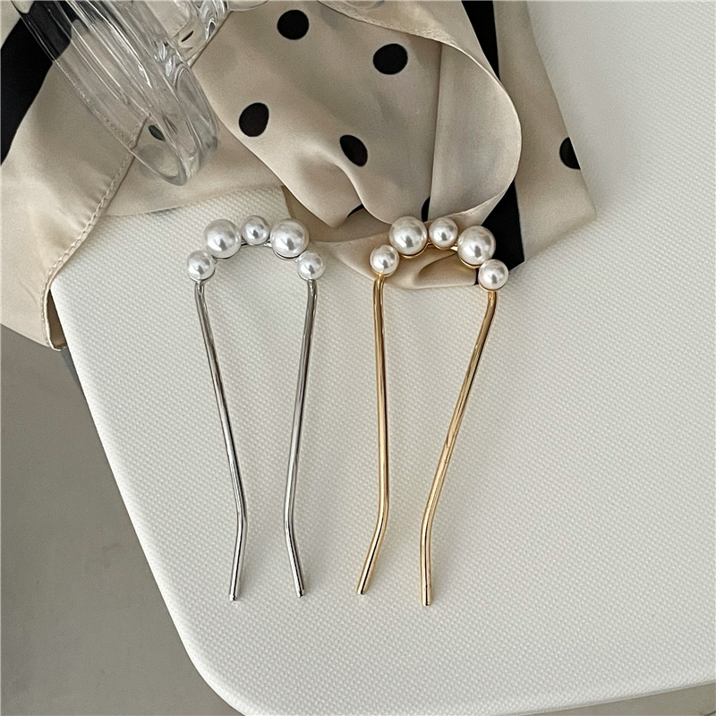 Simple Style Geometric Alloy Artificial Pearls Hairpin display picture 4