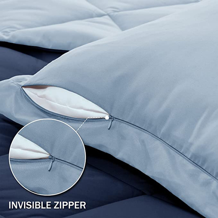 Suministro directo de fábrica de la funda de almohada de tres piezas de la cama de Amazon, colcha, tela de piel cepillada, costura de color sólido, exportación transfronteriza