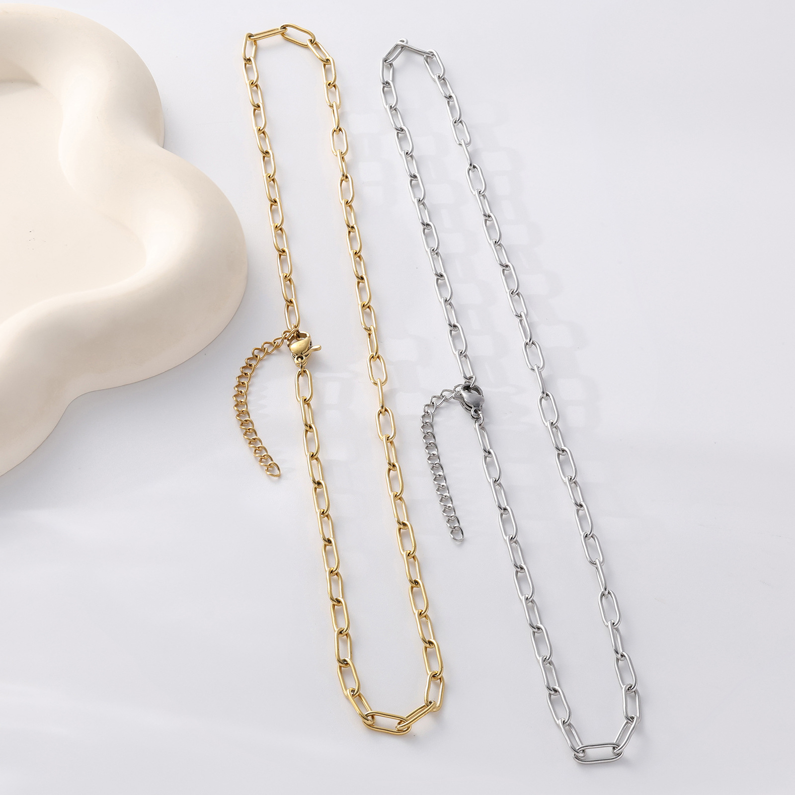 Titanium Steel Chain Material cable chain Chain Type 1 Piece Quantity Wholesale Jewelry Basic Simple Style Geometric 304 Stainless Steel Plating Cable Chain Chain Necklace