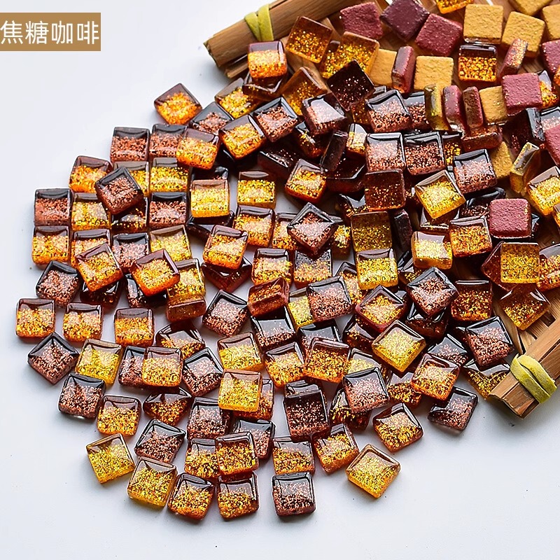 1cmキラキラガラスモザイクDIY子供手作り材料小粒水晶自己貼り付け|undefined