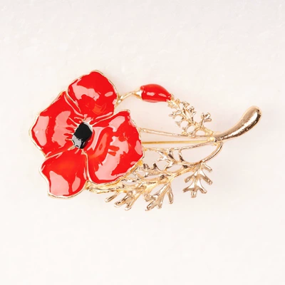 Enamel Poppy Flower Brooch | Yaxa sancaqları