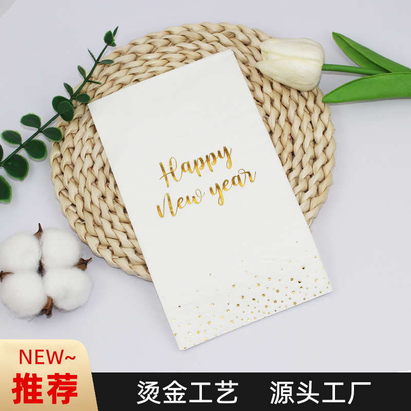 Hotel estampado servilletas restaurantes de Año Nuevo decoración toallas de papel desechable sala de estar fábrica de toallas de papel venta directa