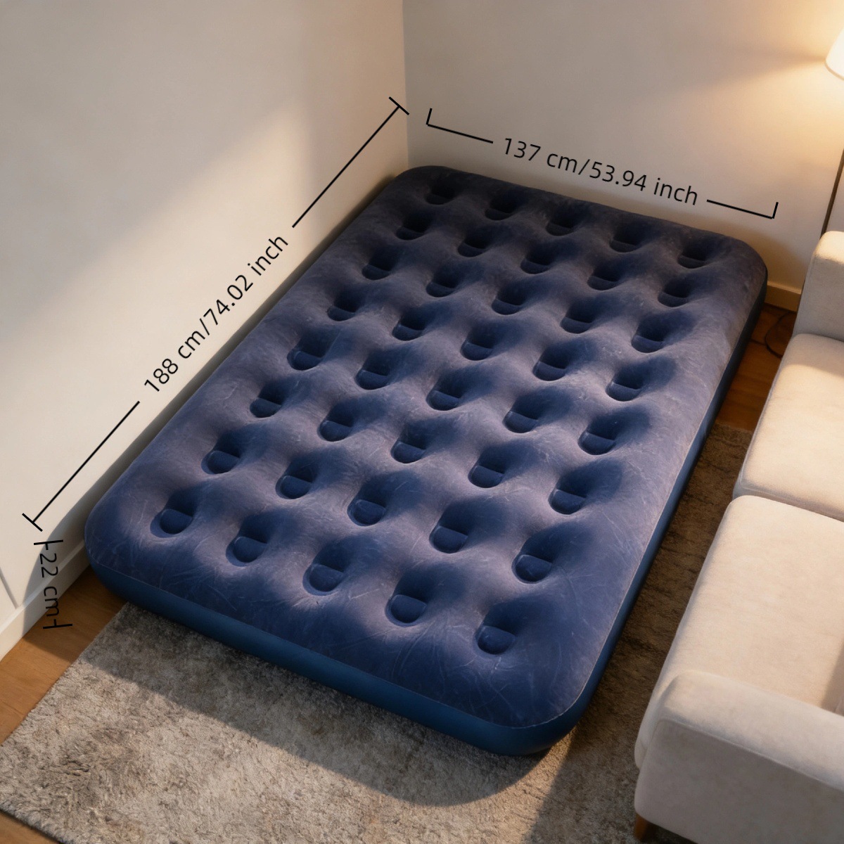 Nuevo tipo de cama infláble de floquete alta y gruesa para el hogar para dos personas al aire libre colchón de aire portátil colchón perezoso image 20