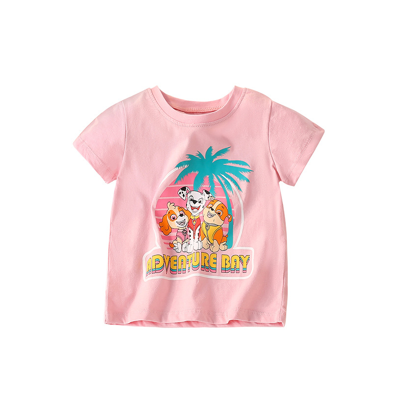 Malwee camiseta de niñas de otoño nuevo estilo de impresión casual para niños de media edad cuello redondo de manga corta chaqueta de niños