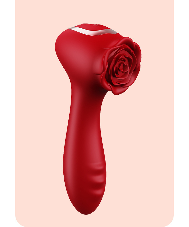 Rechargeable 10-Frequency Rose Vibrator with Bead Rotation, 3-in-1 Anal Plug & Prostate Massager, Red Silicone — detail image 15