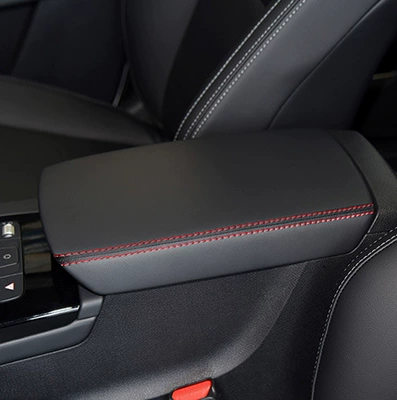 Suitable for Byd Song Pro Central Armrest Box Cover Byd Song Pro Armrest Box Protective Leather Cover Interior Renovation (Armrest box) - black-leather-red-line
