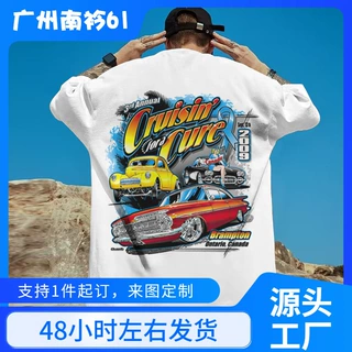 欧码纯棉Retro T-Shirts For Men 3d American Car Print Daily C