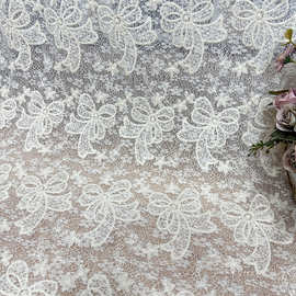 新品蝴蝶结棉立体蕾丝提花女装婚纱礼服连衣裙旗袍绣花布料lace