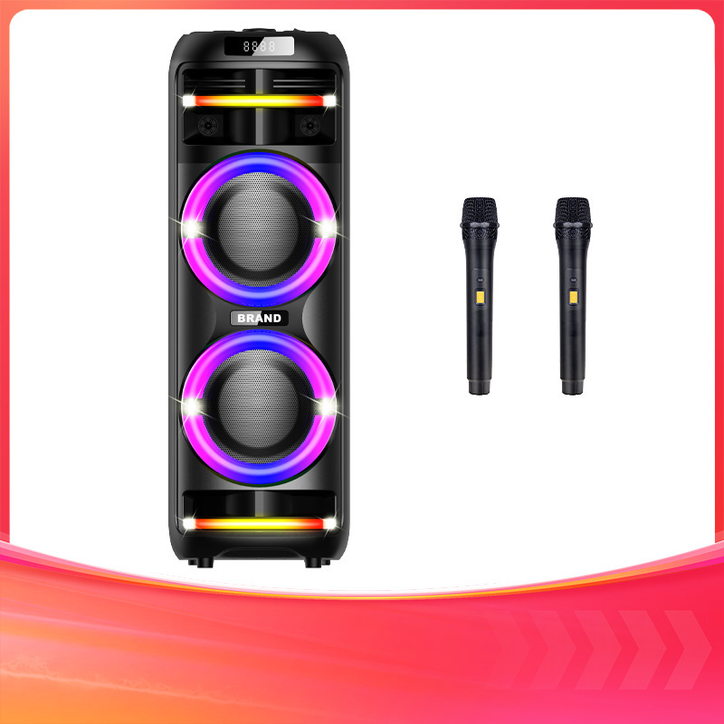 Cross-Border New Colorful Light Bluetooth Speaker Portable Outdoor Bluetooth Audio Karaoke Dj Party Speaker