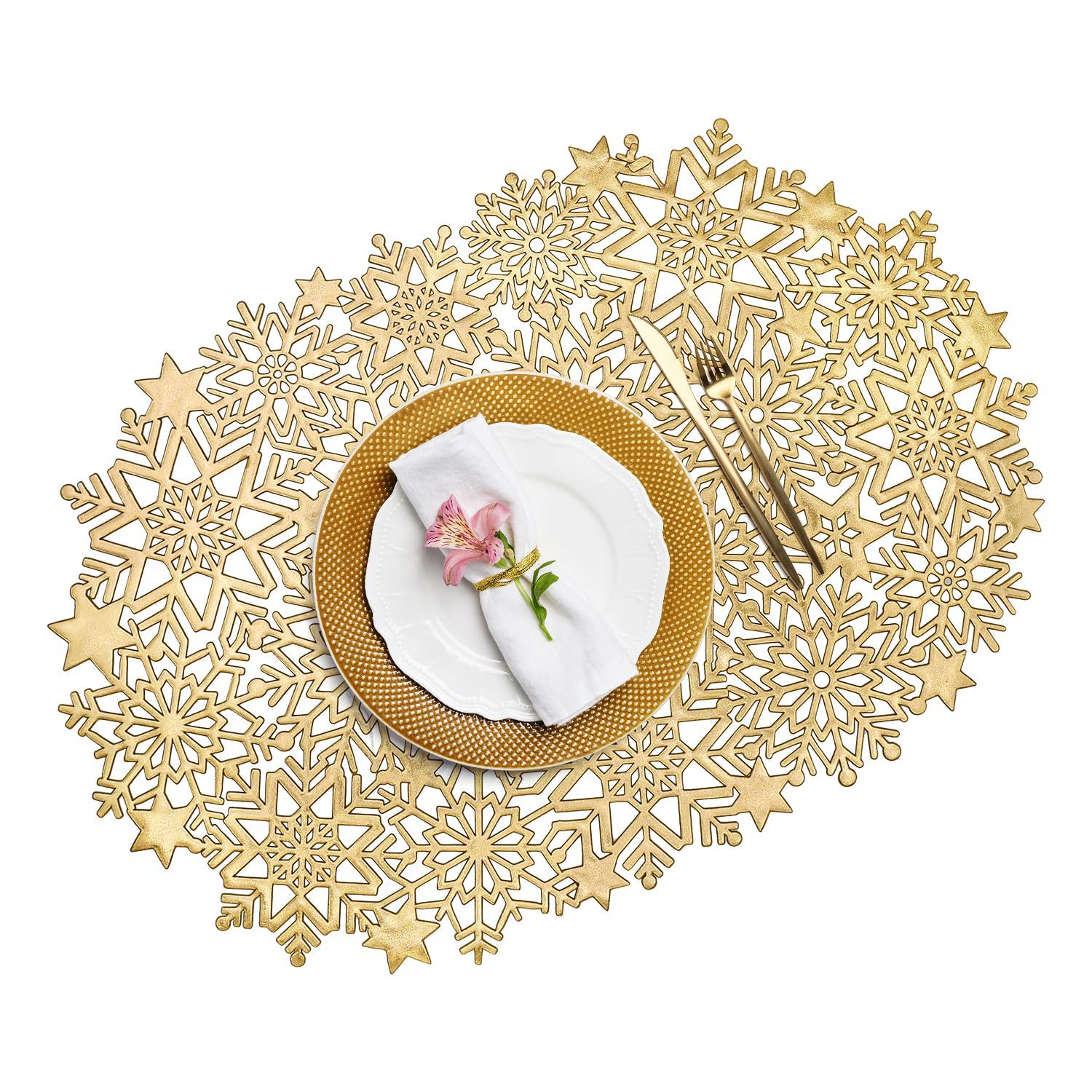 Nueva Navidad hueco placemat gilding copo de nieve Western placemat estrella en forma de creativo aislamiento térmico antideslizante montaña estera de mesa