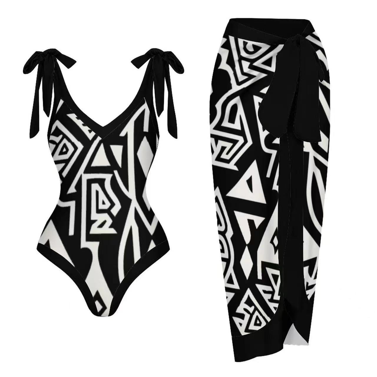 Women's Classic Style Printing Solid Color 2 Pieces Set One Piece Swimwear display picture 6