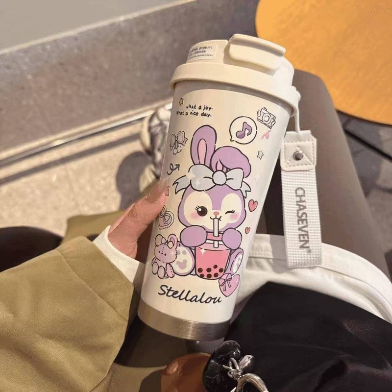 时尚铃兰咖啡杯卡通不锈钢保温杯 高颜值车载便携吸管水杯礼品网|undefined