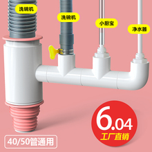 厨房水槽洗碗机净水器下水管道小厨宝洗衣机排水管二合一接头万桃