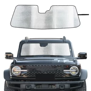 2123 Ford Bronco üçün qara və gümüşü ön şüşə günlüyü