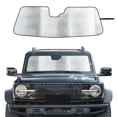 Black and silver sunshade for 2123 Ford Bronco, front windshield sunshade, sun protection car sunshade