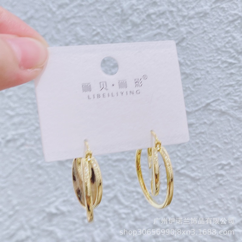 丽银/丽贝丽影复古豹纹耳环秋冬新款时尚几何虎眼石耳坠耳饰女|undefined