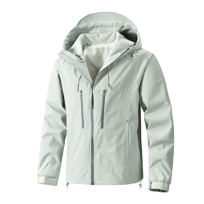 Ropa de asalto para hombres transfronterizos 2024 nuevos deportes al aire libre casuales impermeables con capuzas de color sólido chaqueta simple chaqueta superior