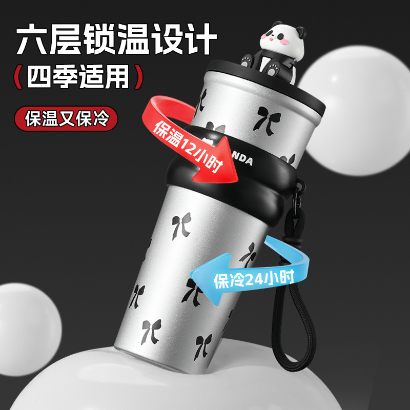 可爱公仔~高颜值不锈钢保温杯大容量316车载可爱印花保冷吸管杯|undefined