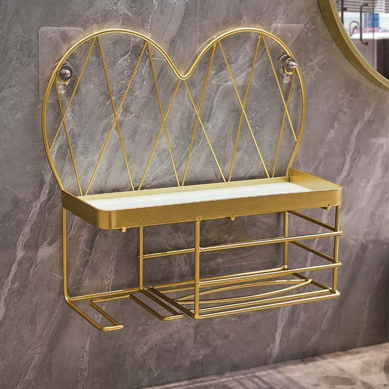 Декоративная полка для хранения в ванной комнате, настенный фен для ванной комнаты, хранение бумажных полотенец, умывальник, полка для косметики без сверления