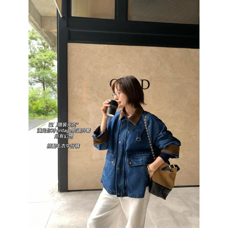 Embroidered Women's Clothing Without Pony Embroidery, 25Th Anniversary Autumn Denim Barn Jacket, Thick Cotton Loose Fit