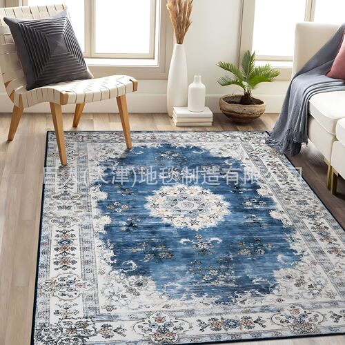 Cross-border retro Persian rug living room stain-resistant and wear-resistant tea table mat bedroom bed side rug B&B hotel decoration mat