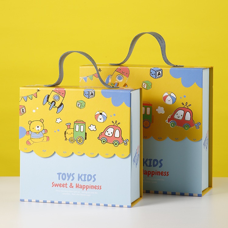 Cartoon Gift Box Birthday Hundredth Day Celebration Favors Baby Full Moon Gift Box Empty Box Children's Day Handheld Gift Box