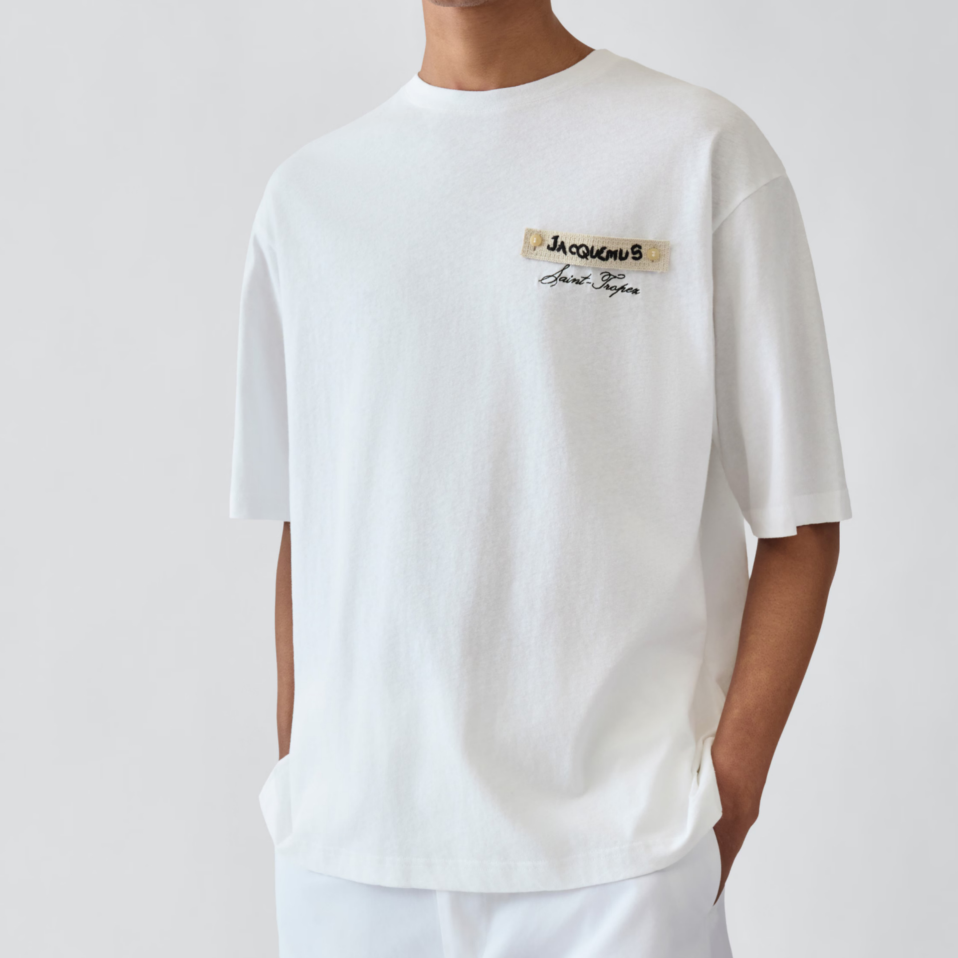 Jac 26 New Summer Style Basic Short-Sleeved T-Shirt for Men and Women with Logo Woven on the Chest Casual Base Top