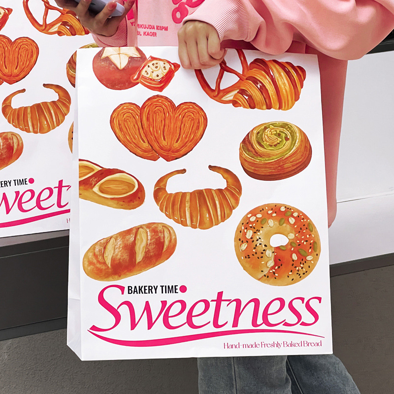 可颂同款超大白色牛皮纸袋烘焙店面包吐司网红ins风抱抱袋定印制