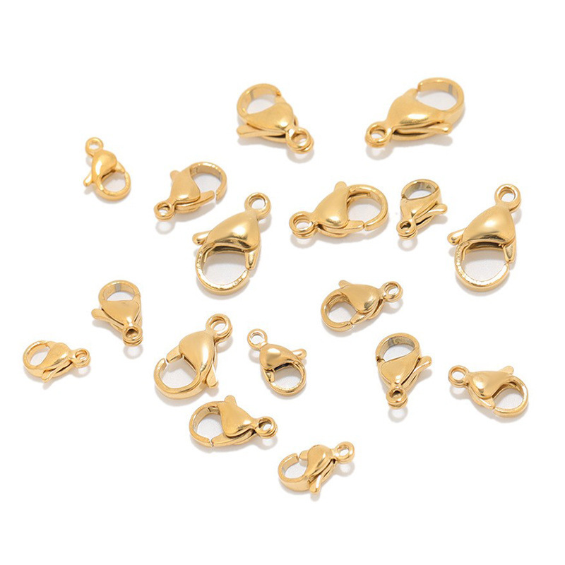 18K Gold Color-Preserving Vacuum-Plated Stainless Steel Lobster Clasp Wholesale Shrimp Bow Buckle DIY Necklace Jewelry Connecting Buckle Accessories