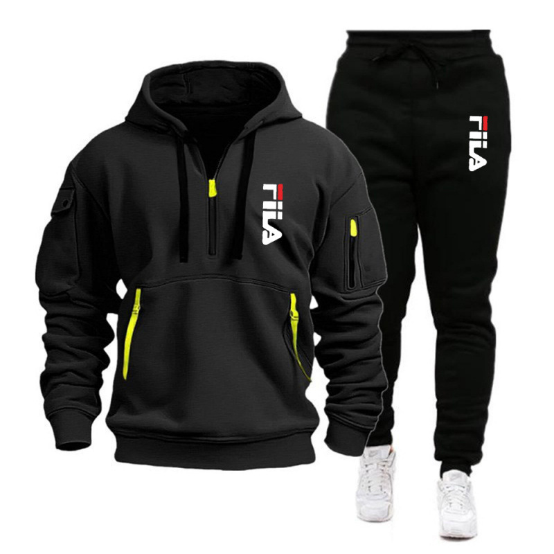 Foreign trade printed fleece men's sweatshirt, fashionable casual men's sweatshirt, high-quality thickened and fleece-lined men's hooded sweatshirt in stock