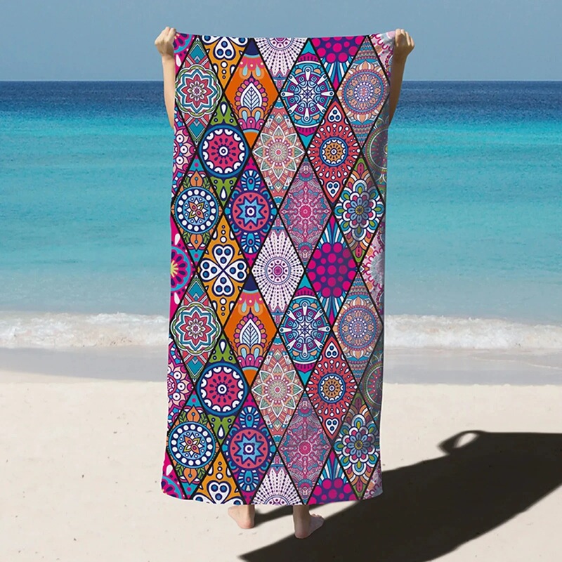 Overseas Delivery Cross-Border Temu Popular Customized Seaside Vacation Quick-Drying Water-Absorbent Beach Towel Bath Towel Thickeneded and Enlarged