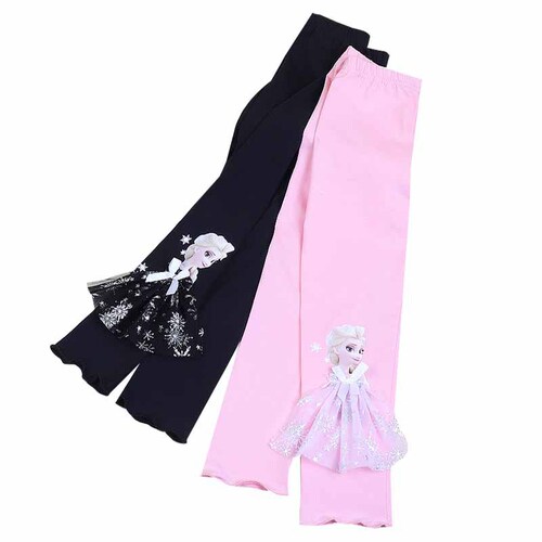 Princess Elsa girls' leggings 2024 Korean version children's pure cotton baby trousers summer thin outer wear trousers trendy