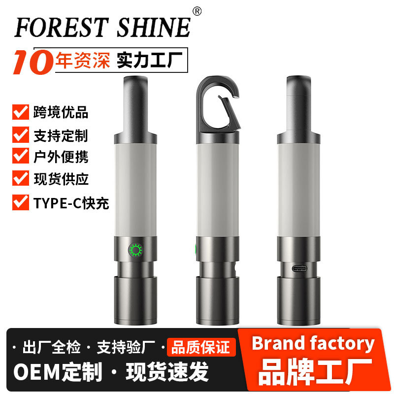 Transfronteriza nueva linterna LED de larga resistencia Tipo-C aleación de aluminio recargable zoom telescópico mini linterna popular