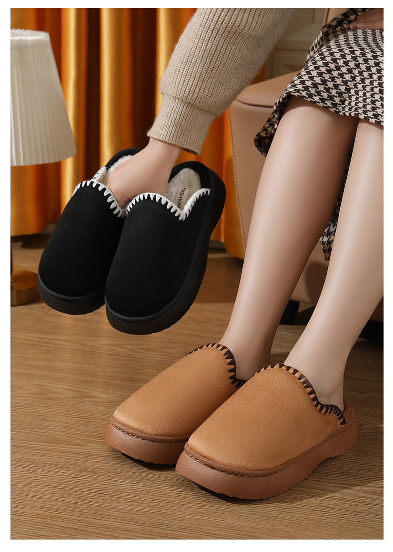 Autumn and winter home 4.0 thick slippers women's indoor and outdoor thick sole warm cotton slippers_voghion.com
