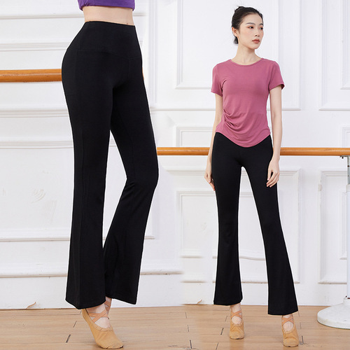 High-waisted dance pants for women, straight-leg, slightly flared, modal body training pants, slim-fitting dance fitness yoga pants