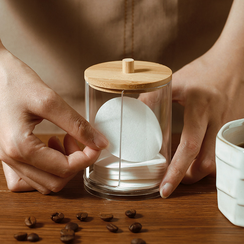 Italian-style coffee filter paper storage box, round wall-mounted dustproof box for moka pot, storage box, coffee machine water distribution grid accessory