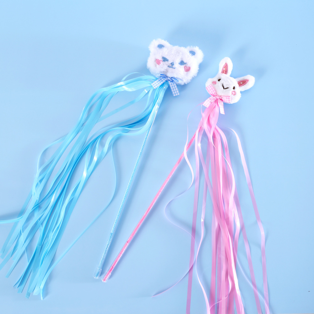 Mascota gato peluche dibujos animados oso conejo muñeca divertido gato palo borla lluvia seda de hadas de entrenamiento interactivo suministros de juguete