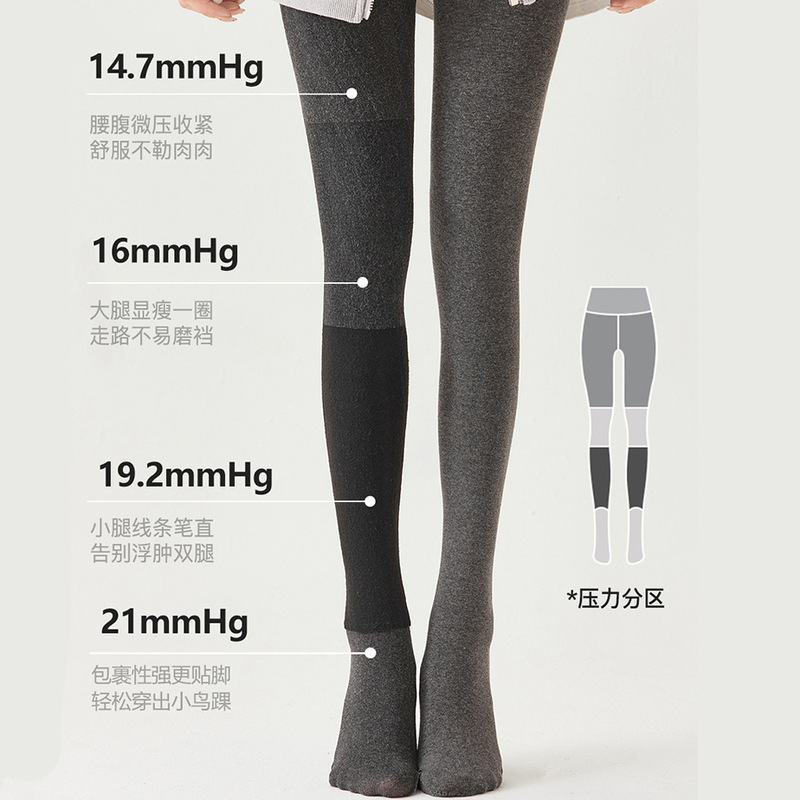 胖mm200斤分段压力打底裤女瘦腿秋冬季加绒加厚加大码灰色连裤袜|undefined