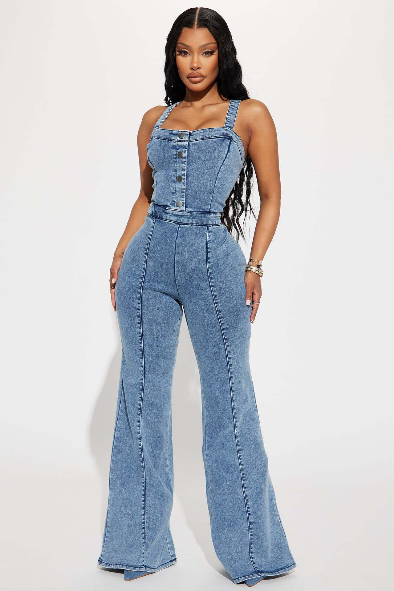 500g Weight Sleeveless Sleeve Length Full Length Pants Length Cotton, Denim Fabric Type High Waist Waist Line Jumpsuits Pants Type Stretchy Elasticity Bodysuits Tops Type Holiday, Daily, Selfie Occasion Loose Fit Type Solid Color Pattern Summer, Spring, Autumn Season Women's Gender Casual, Streetwear Style Women's Holiday Daily Selfie Bodysuits Casual Streetwear Solid Color Full Length Jumpsuits 4