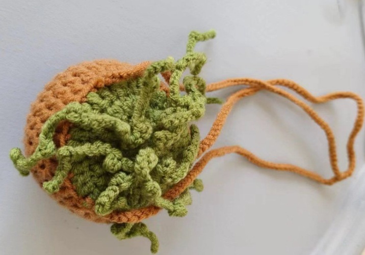 바구니 잎없는 자동차 펜던트-깊은 카키 꽃 냄비