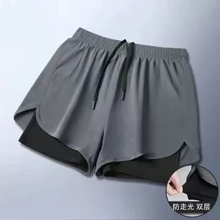 运动短裤男美式健身跑步裤内衬假两件训练防走光四分篮球休闲短裤