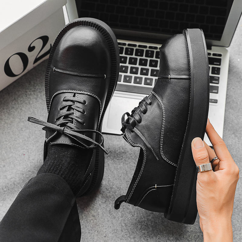 Triple joint leather business dress, breathable men's suit, derby height increase, wedding groom shoes, 88830_voghion.com