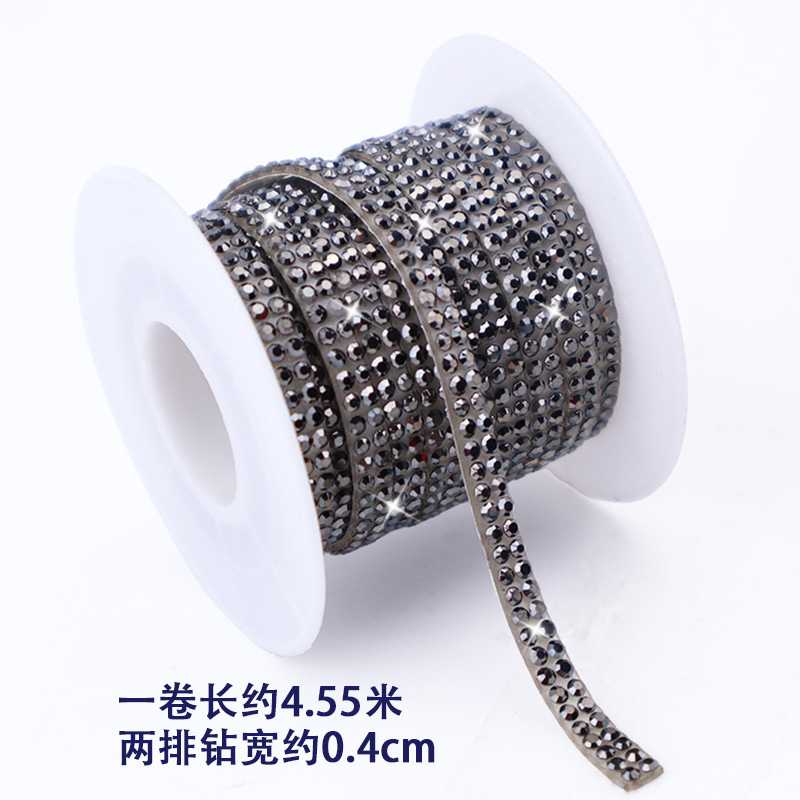 Tiras de diamantes de imitación de doble fila al por mayor con adhesivo, pegatinas de diamantes autoadhesivas, accesorios de ropa DIY, tiras de diamantes de imitación, accesorios de cristal, pegatinas de diamantes