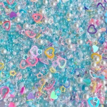幻彩玻璃珠史莱姆填充物奶油滴胶diy泡泡珠无孔珠亮片混款饰品