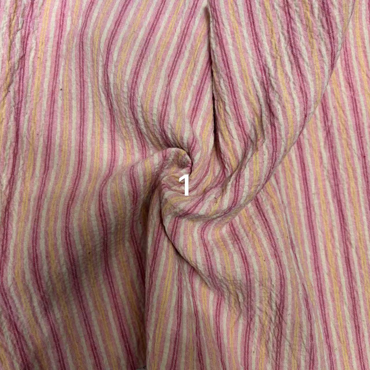 全棉弹力皱条男女衬衫裤子短裤沙滩裤童装睡衣色织条纹布料